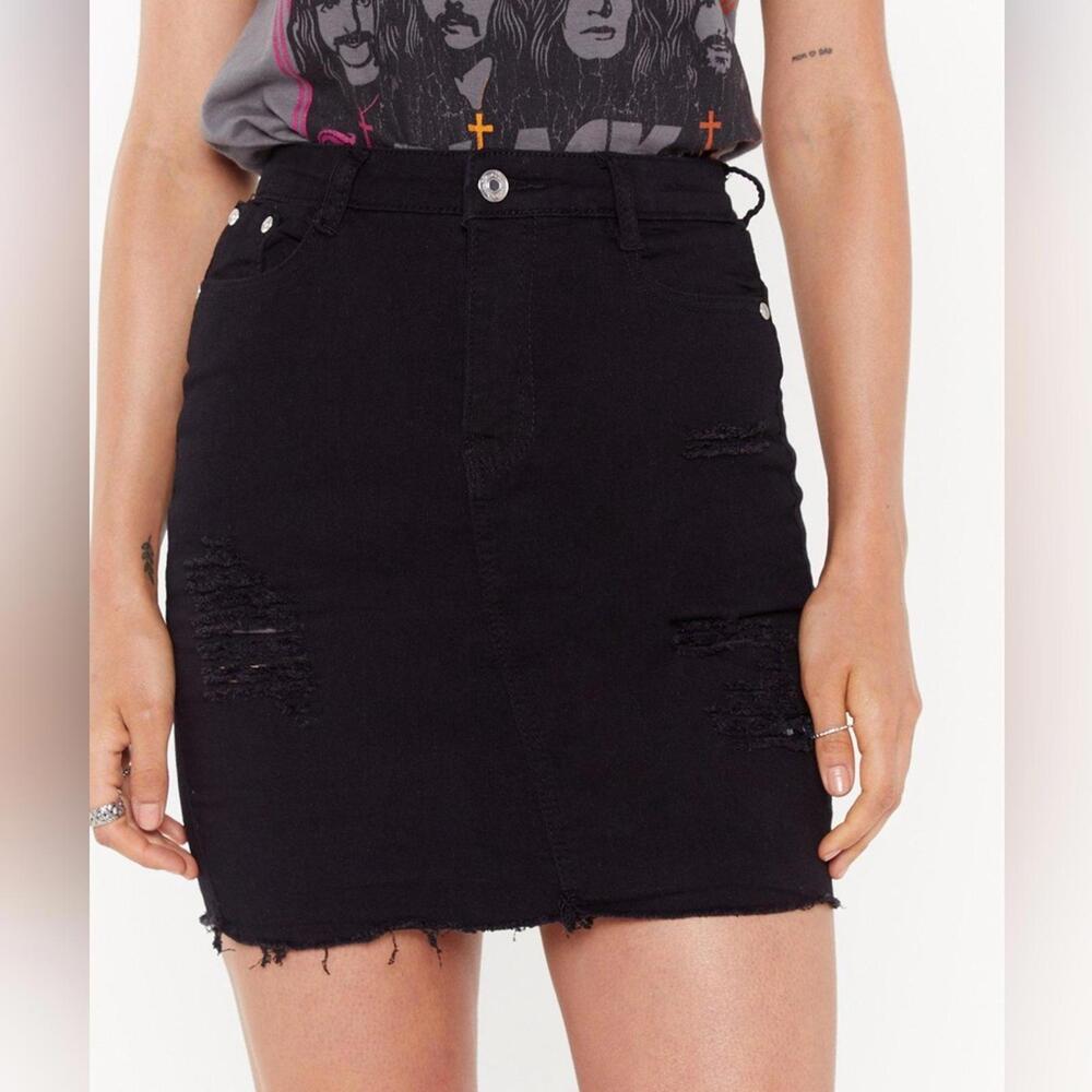 Nasty Gal Black Distressed Mini Skirt